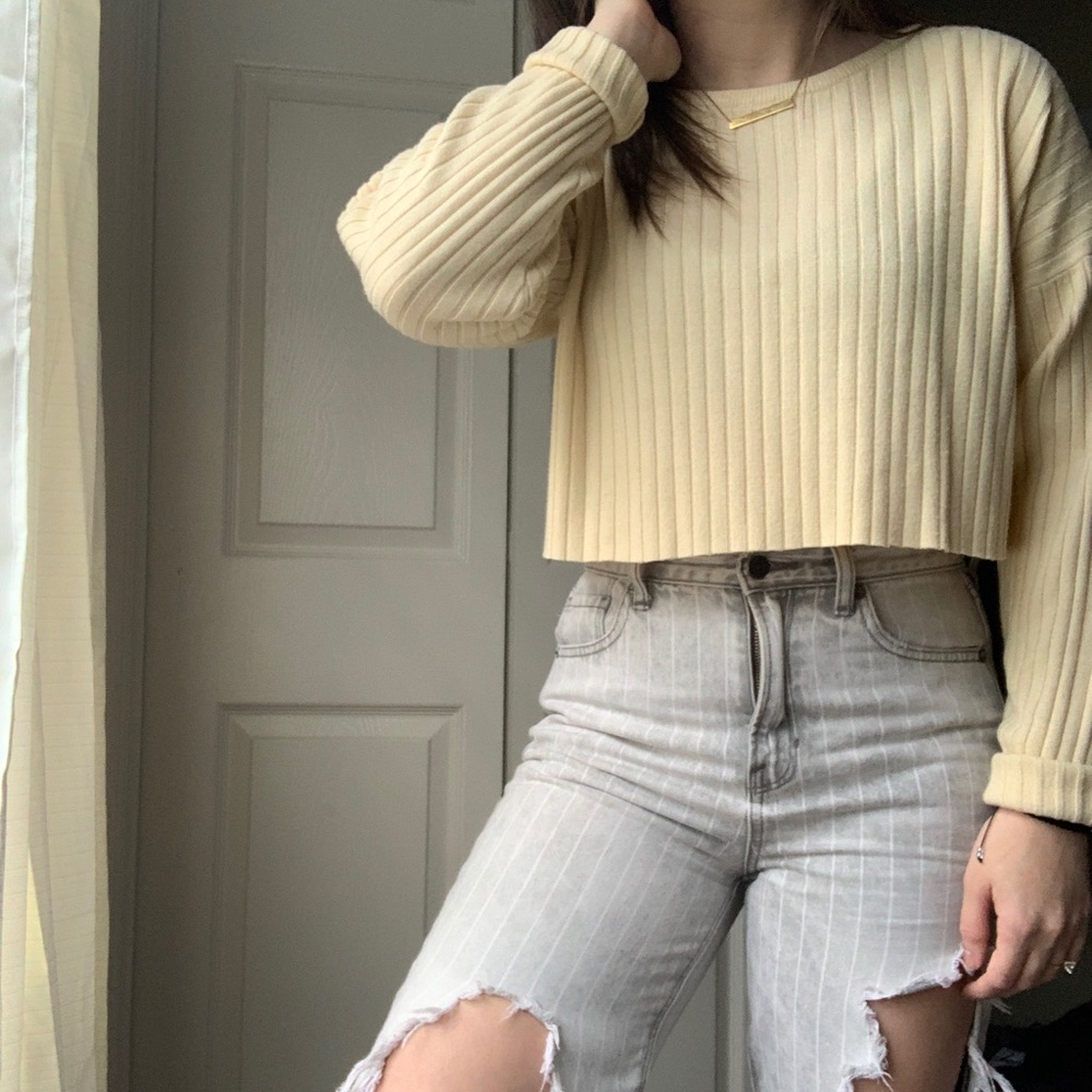 Pastel Yellow Cropped Sweater